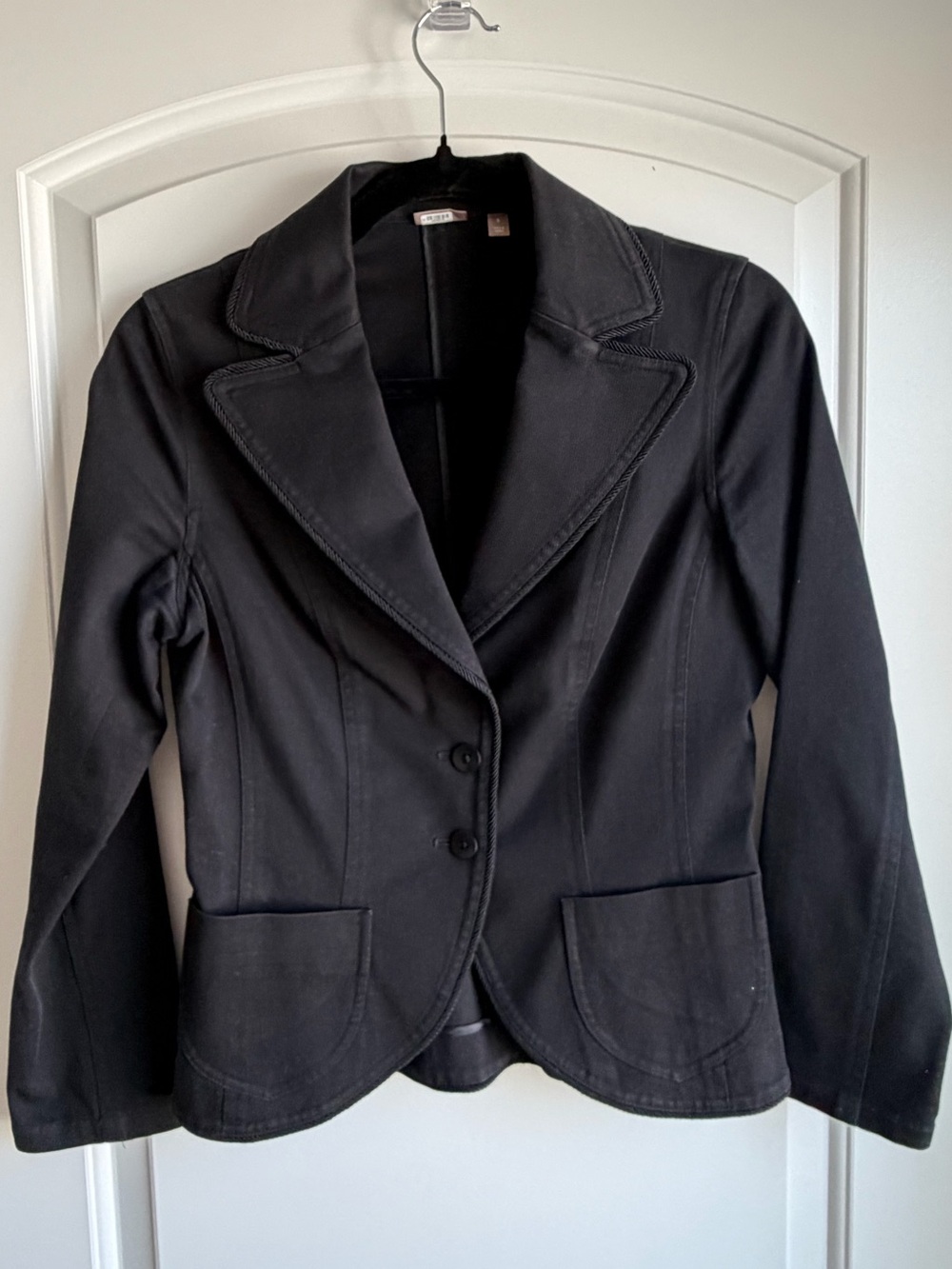Halogen by Nordstrom Black Tailored Blazer with Braided Rope Trim Size Small